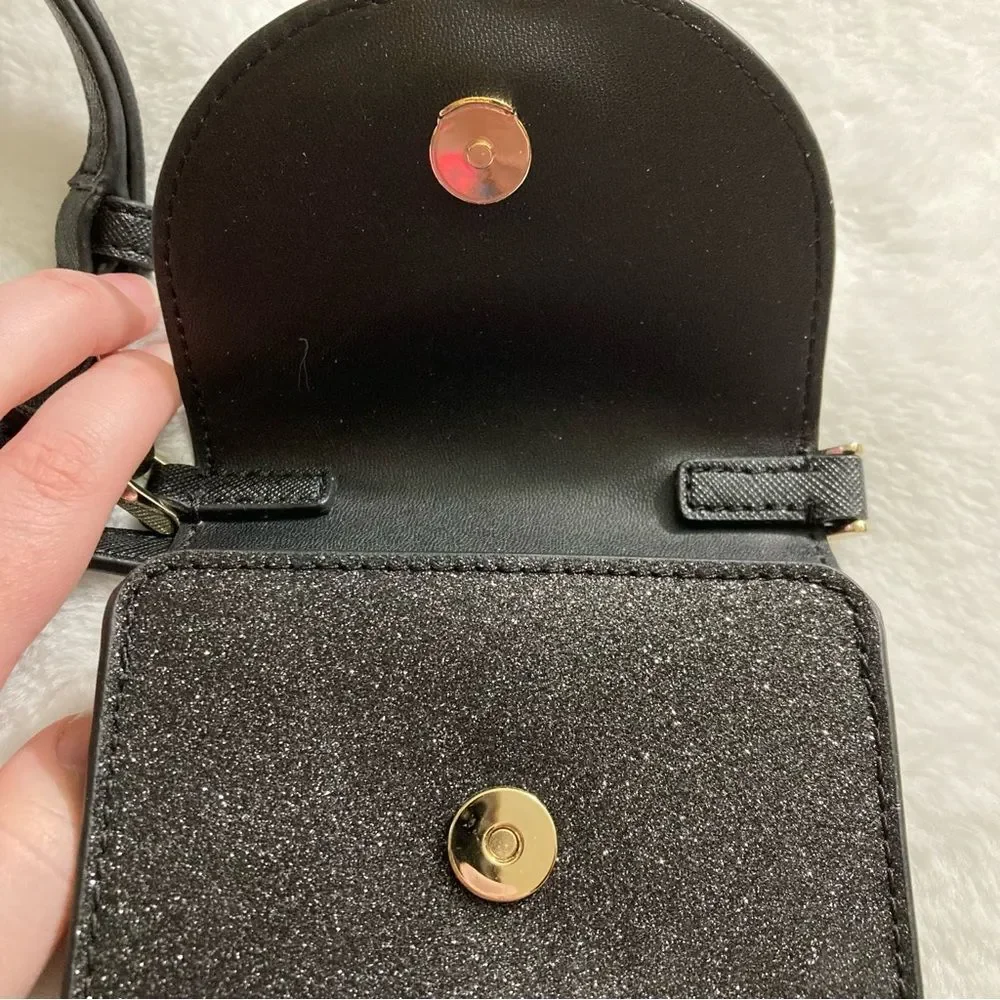 NWT Kate Spade Joeley North South Crossbody Black Glitter Mini Phone